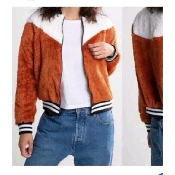 Nike Sportswear Women Fleece Bomber Jacket Size Medium super Soft Warm  B5 - Picture 3 of 15